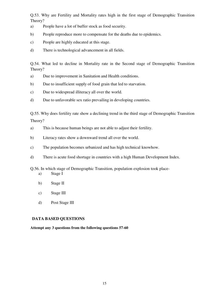 Geography SQP 15 min