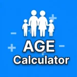 Graphic illustration showing a digital age calculator displaying age in years, months, and days, representing its use in healthcare, legal, and event planning.