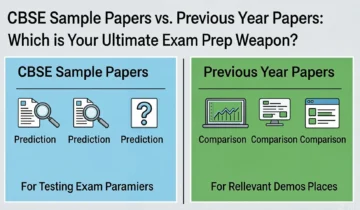 Student comparing CBSE sample papers and previous year question papers to prepare for Class 10 and Class 12 board exams.