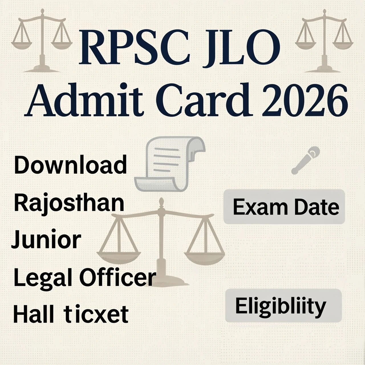 RPSC JLO Admit Card 2026 download link for Rajasthan Junior Legal Officer exam with exam date and roll number details