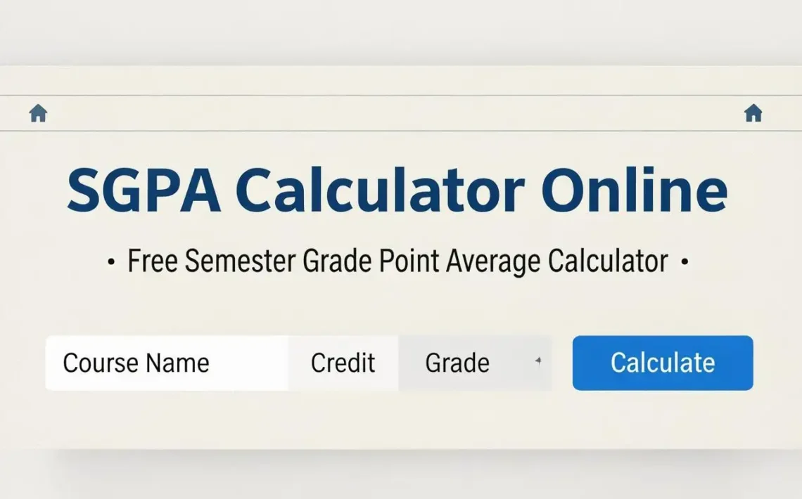 Free online SGPA calculator interface showing input fields for credits and grades to calculate semester grade point average.