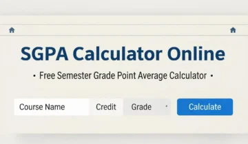 Free online SGPA calculator interface showing input fields for credits and grades to calculate semester grade point average.