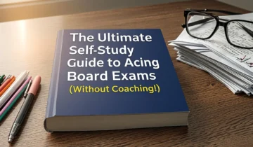 Student preparing for CBSE, ICSE, and State Board exams through self-study at home without coaching using books, notes, and a study timetable.