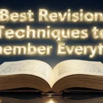 Student using the best revision techniques to remember everything with flashcards, notes, and a laptop on a desk.
