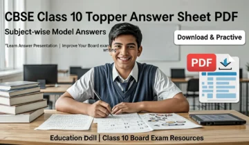 CBSE Class 10 topper answer sheet and model answers for Science, Maths, and English PDF download.