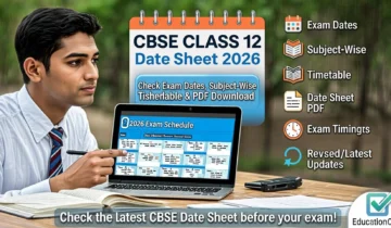 Graphic showing the CBSE Class 12 Date Sheet 2026 with a calendar and exam timetable for student reference.
