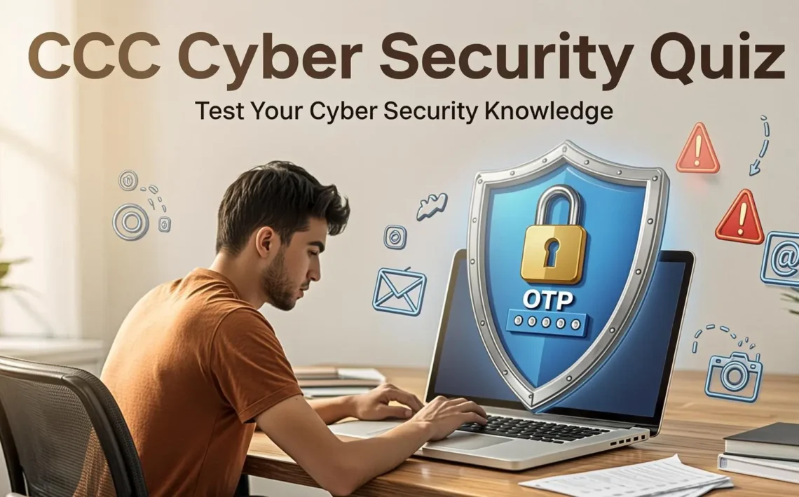 CCC Cyber Security Quiz 2 CCC Cyber Security Quiz 2026 for NIELIT CCC exam preparation, covering important cybersecurity questions on passwords, phishing, OTP, malware, online safety and cyber threats.