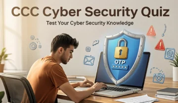 CCC Cyber Security Quiz 2026 for NIELIT CCC exam preparation, covering important cybersecurity questions on passwords, phishing, OTP, malware, online safety and cyber threats.