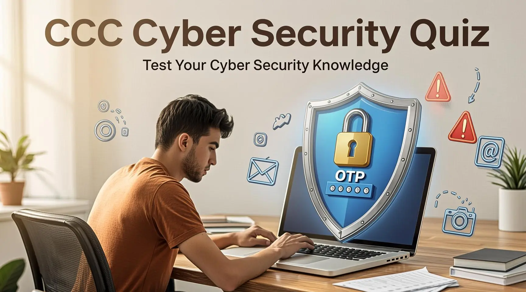 CCC Cyber Security Quiz 1 CCC Cyber Security Quiz 2026 for NIELIT CCC exam preparation, covering important cybersecurity questions on passwords, phishing, OTP, malware, online safety and cyber threats.