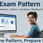 CCC Exam Pattern 2026 infographic showing important NIELIT CCC examination details including questions, marks, duration, marking scheme, passing criteria, and exam preparation information.