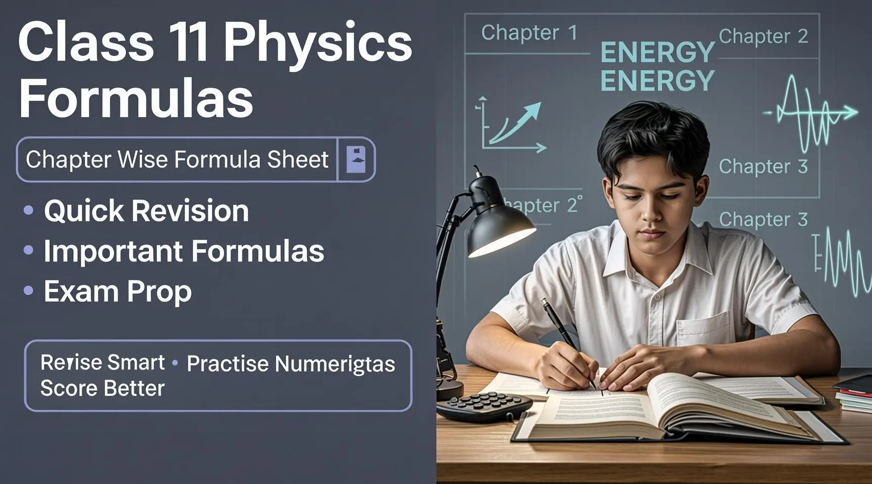 A comprehensive cheat sheet displaying important Class 11 Physics formulas chapter-wise for CBSE, JEE, and NEET exam revision.