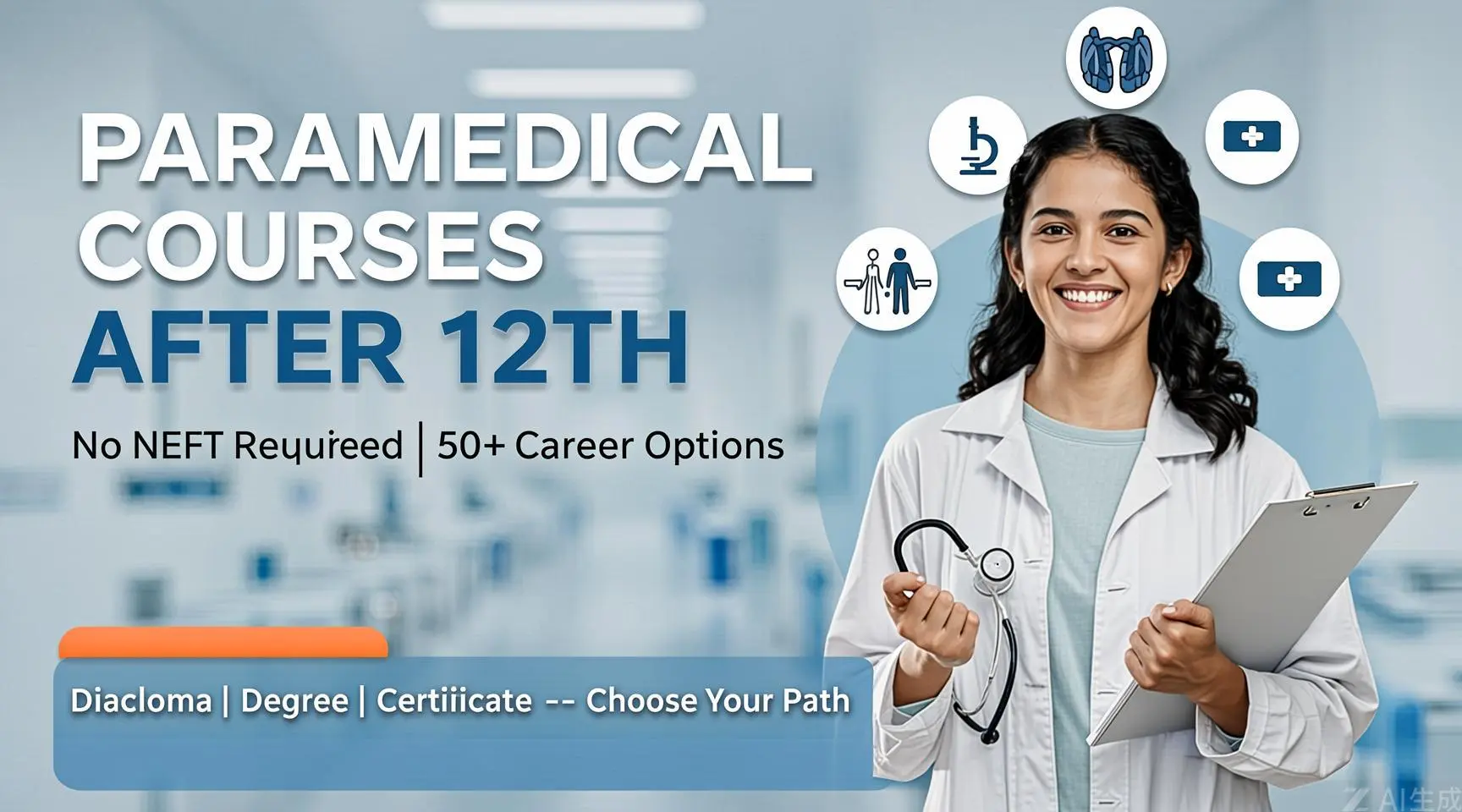 Student exploring paramedical courses after 12th including nursing, physiotherapy and lab technology for a healthcare career