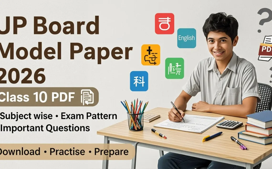 UP Board Model Paper 2026 Class 10 PDF 1 UP Board Model Paper 2026 Class 10 PDF with subject-wise model papers, exam pattern, marking scheme, important topics, and board exam preparation tips for Class 10 students.