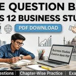 Preview of the CBSE Question Bank Class 12 Business Studies PDF Download featuring chapter-wise important questions and answers.