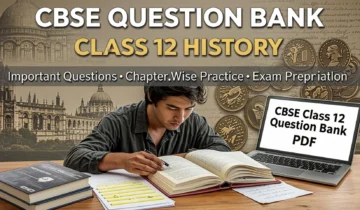 Preview of the CBSE Question Bank Class 12 History PDF Download featuring study materials and chapter-wise questions.