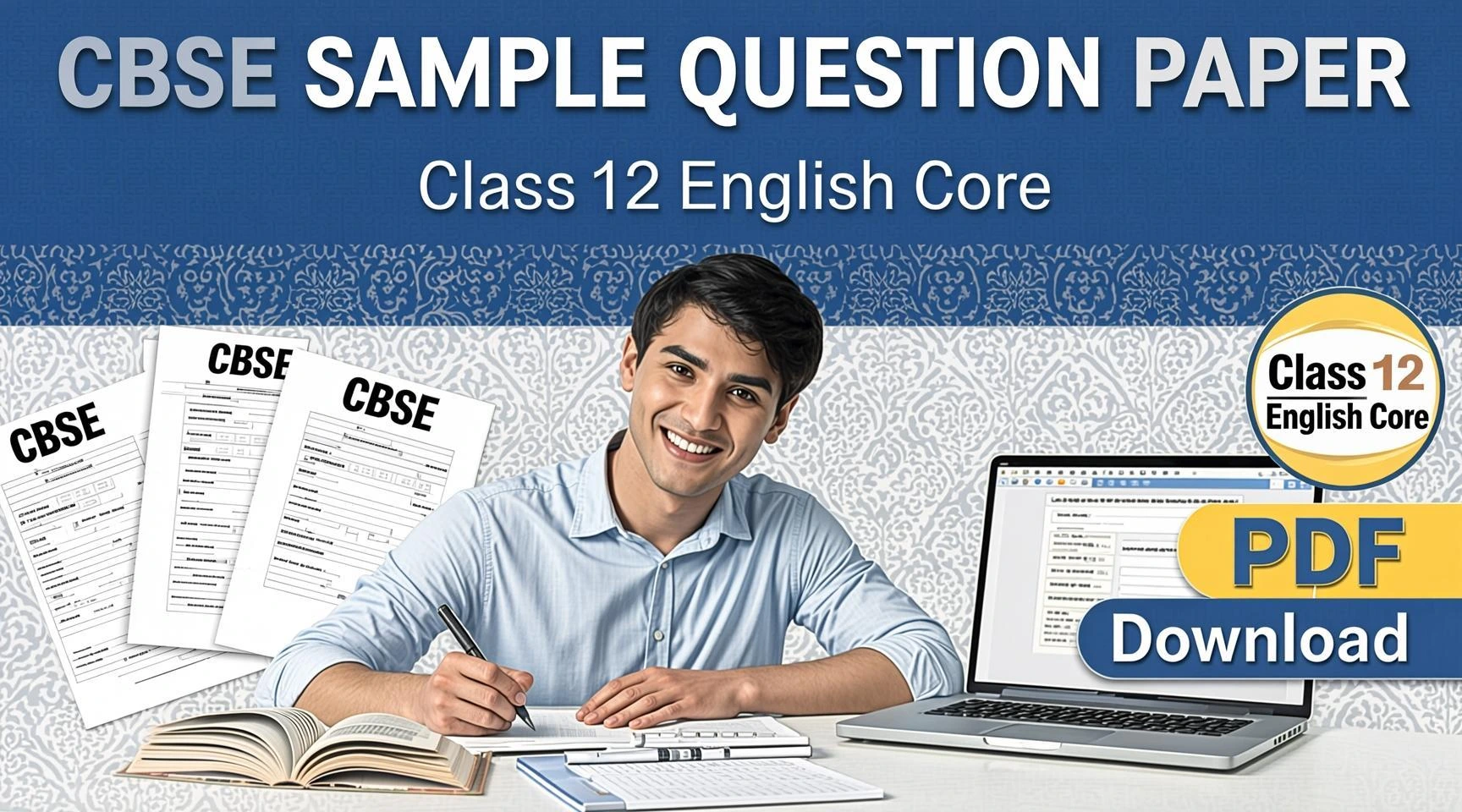 Preview of the CBSE Sample Question Paper Class 12 English Core PDF Download with important questions and exam pattern.